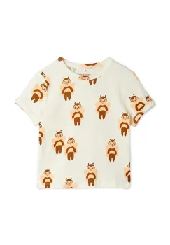 Mini Rodini tricou de bumbac pentru copii Bees culoarea bej, cu imprimeu, 2562013911 imagine