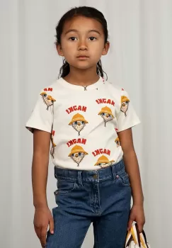 Mini Rodini tricou de bumbac pentru copii culoarea alb, modelator imagine