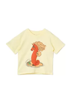 Mini Rodini tricou de bumbac pentru copii culoarea galben, cu imprimeu imagine