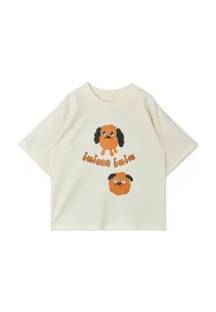 Mini Rodini tricou de bumbac pentru copii Doggie culoarea alb, cu imprimeu, 26120112 imagine