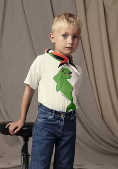 Mini Rodini tricou de bumbac pentru copii Dolphin culoarea alb, cu imprimeu imagine