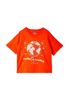 Mini Rodini tricou de bumbac pentru copii Mini Rodini society culoarea portocaliu, cu imprimeu, 26120149 imagine