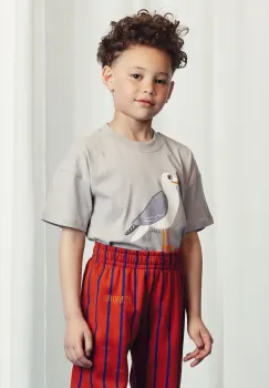 Mini Rodini tricou de bumbac pentru copii Seagull culoarea gri, cu imprimeu, 2522013797 imagine