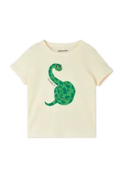 Mini Rodini tricou de bumbac pentru copii Snake culoarea bej, cu imprimeu, 2512013811 imagine