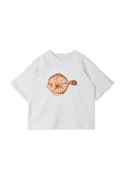 Mini Rodini tricou Flundra culoarea gri, cu imprimeu, 2522012994 imagine