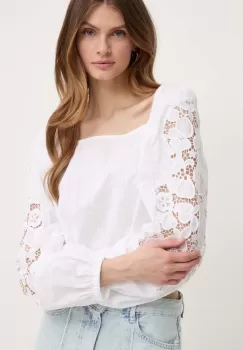 Miss Sixty bluza din bumbac 6L2XJ1380000 XJ1380 FASHION SHIRT femei, culoarea alb, neted, 6L2XJ1380000 imagine