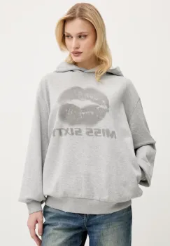 Miss Sixty hanorac de bumbac femei, culoarea gri, cu gluga, cu imprimeu, 6S1TJ59900 imagine