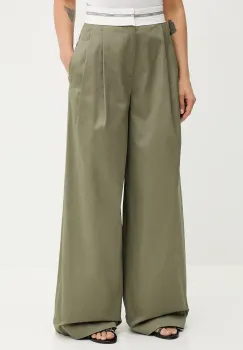 Miss Sixty pantaloni de bumbac culoarea verde, lat, high waist, 6S3PJ57900 imagine