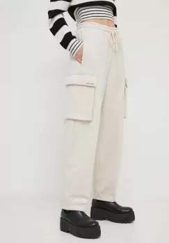 Miss Sixty pantaloni de trening din bumbac culoarea bej, neted imagine