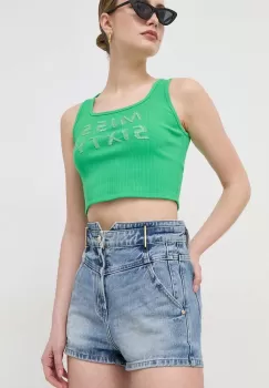 Miss Sixty pantaloni scurti din bumbac neted, high waist imagine