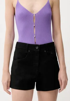 Miss Sixty pantaloni scurti din denim culoarea negru, uni, high waist, 6S2JJ3310T imagine