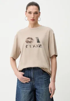 Miss Sixty tricou din amestec de in culoarea bej, 6S3SJ59200 imagine