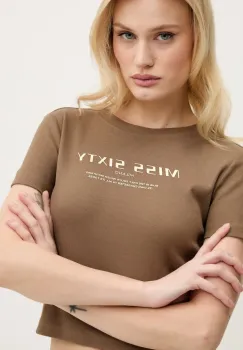 Miss Sixty tricou femei, culoarea maro, 6L1SJ4300000 imagine