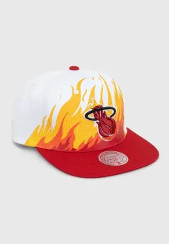 Mitchell&Ness sapca de baseball din bumbac MIAMI HEAT culoarea alb, modelator imagine