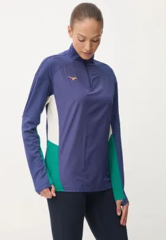 Mizuno hanorac de jogging Hybrid culoarea albastru marin, modelator, J2GAB506 imagine