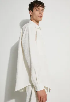 MKI MIYUKI ZOKU camasa Seersucker Dress Shirt barbati, culoarea bej, cu guler clasic, regular, SEERSUCKER.DRESS.SHIRT imagine