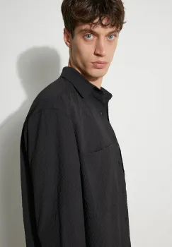 MKI MIYUKI ZOKU camasa Seersucker Dress Shirt barbati, culoarea negru, cu guler clasic, regular, SEERSUCKER.DRESS.SHIRT imagine