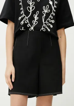 MM pantaloni scurti femei, culoarea negru, uni, high waist, 2516781018600 imagine