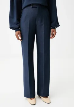 MM pantaloni ULIVO culoarea bleumarin, drept, high waist, 2526786027600 imagine