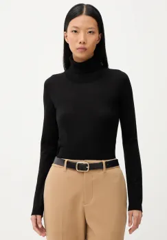 MM pulover de lana ADRIA culoarea negru, light, cu guler, 2526366018600 imagine