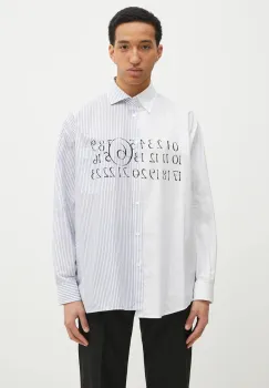 MM6 Maison Margiela camasa din bumbac barbati, culoarea alb, cu guler button-down, relaxed, SH0DT0025 imagine