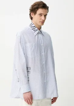 MM6 Maison Margiela camasa din bumbac barbati, culoarea alb, cu guler clasic, relaxed, SH0DT0014.M35251 imagine