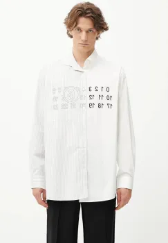 MM6 Maison Margiela camasa din bumbac culoarea alb, cu guler button-down, relaxed, SH0DT0025.MTN085.961 imagine