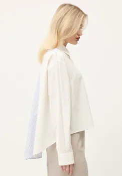 MM6 Maison Margiela camasa din bumbac femei, culoarea bej, cu guler clasic, relaxed, S52DT0042 imagine