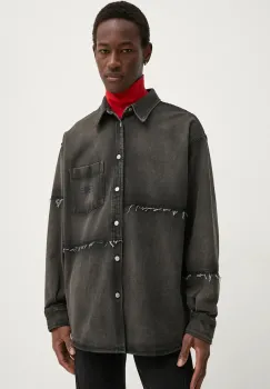 MM6 Maison Margiela camasa jeans barbati, culoarea gri, cu guler clasic, relaxed, SH2DT0009.S30848 imagine