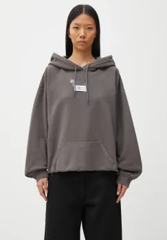 MM6 Maison Margiela hanorac de bumbac culoarea gri, cu gluga, cu imprimeu, S62GU0142.M25024.810 imagine