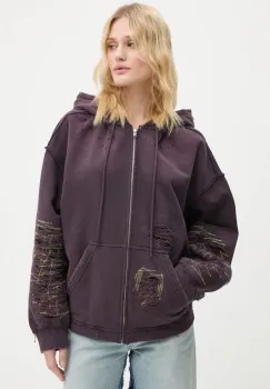 MM6 Maison Margiela hanorac de bumbac femei, culoarea violet, cu gluga, uni, S62GU0130.M25004 imagine