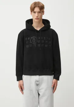 MM6 Maison Margiela hanorac fleece culoarea negru, cu gluga, cu imprimeu, SH0GU0028.M20126.900 imagine