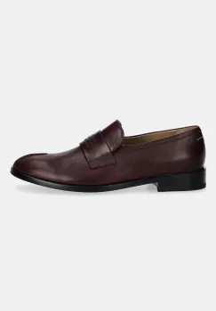 MM6 Maison Margiela mocasini de piele culoarea bordo, cu toc plat, S59WR0096.P5000.T2353 imagine