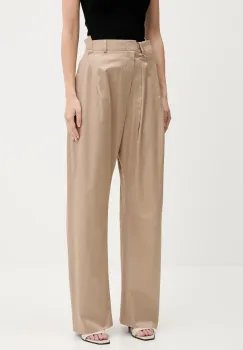 MM6 Maison Margiela pantaloni de bumbac culoarea bej, lat, high waist, S52KA0534.M35368 imagine