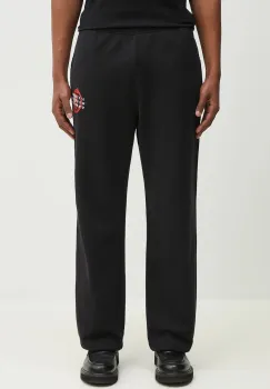 MM6 Maison Margiela pantaloni de trening din bumbac barbati, culoarea negru, cu imprimeu, SH2KA0027 imagine