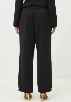 MM6 Maison Margiela pantaloni de trening din bumbac femei, culoarea negru, cu imprimeu, S62KB0227 imagine