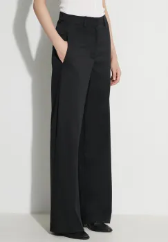 MM6 Maison Margiela pantaloni din lana culoarea negru, drept, high waist, S62KB0178 imagine