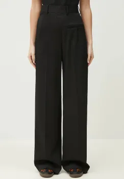 MM6 Maison Margiela pantaloni din lana femei, culoarea negru, drept, high waist, S52KA0516 imagine