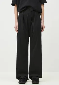 MM6 Maison Margiela pantaloni femei, culoarea negru, fason chinos, high waist, S52KA0530 imagine