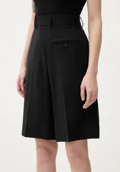 MM6 Maison Margiela pantaloni scurti din lana femei, culoarea negru, neted, high waist, S52MU0125 imagine