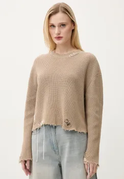 MM6 Maison Margiela pulover de bumbac femei, culoarea bej, S52HL0036 imagine