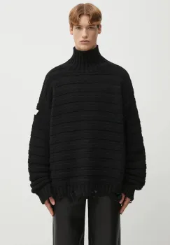 MM6 Maison Margiela pulover de lana culoarea negru, cu guler, SH0HA0004.M13040.900 imagine