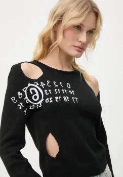 MM6 Maison Margiela pulover de lana femei, culoarea negru, light, S62NH0034.M13071 imagine