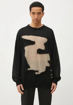 MM6 Maison Margiela pulover din amestec de lana barbati, culoarea negru, SH0HL0019 imagine