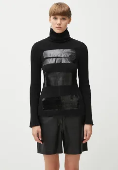 MM6 Maison Margiela pulover din amestec de lana culoarea negru, light, cu guler, S62HA0095.M13196.900S imagine