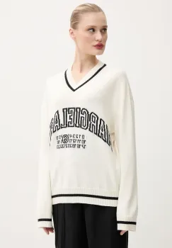 MM6 Maison Margiela pulover din amestec de lana femei, culoarea bej, S52HN0009.M13085 imagine