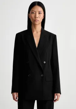 MM6 Maison Margiela sacou cu doua randuri de nasturi pentru femei cu amestec de lana imagine