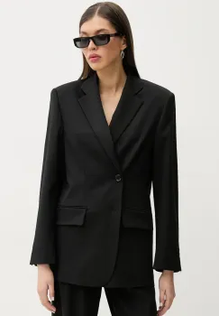 MM6 Maison Margiela sacou din lana culoarea negru, un singur rand de nasturi, neted, S52BN0136.M35153 imagine