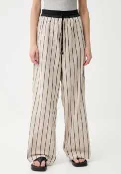 MMC STUDIO pantaloni culoarea bej, drept, high waist, NABIL.NEO imagine