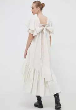 MMC STUDIO rochie culoarea bej, midi, evazati imagine